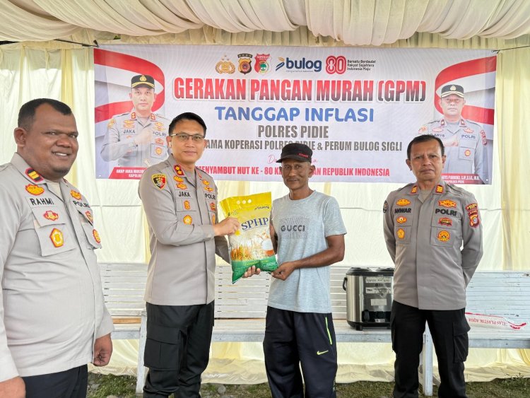 Koperasi Polres Pidie Telah Menyalurkan 38 Ton Beras SPHP di 21 Kecamatan Melalui Gerakan Pangan Murah