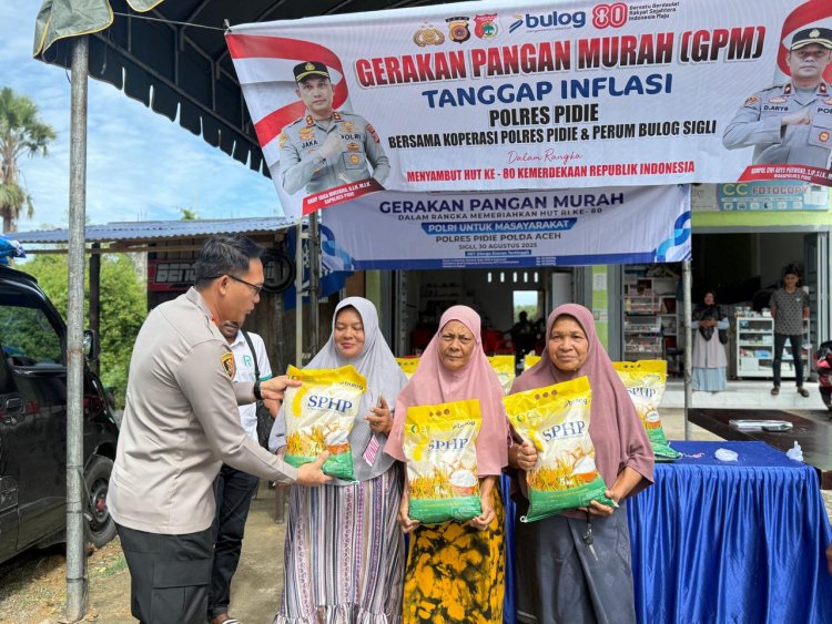 Polres Pidie Gelar Gerakan Pangan Murah di Kecamatan Glumpang Baro