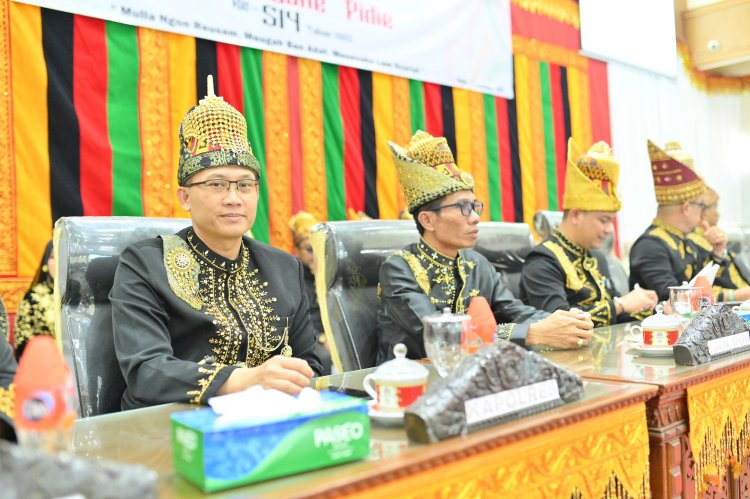 Kapolres Pidie Hadiri Rapat Paripurna Istimewa DPRK Peringati Uroe Lahe Pidie ke-514