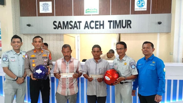 Peringati Hari Keselamatan, Satlantas Polres Aceh Timur Gelar Do’a Bersama dan Bagikan Helm Gratis ke Wajib Pajak