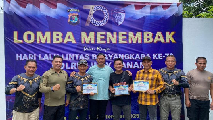 Sambut Hari Lalulintas Bhayangkara ke 70, Kapolres dan Personel Gelar Lomba Menembak di Lapangan Tembak Polres Way Kanan