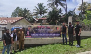 Polres Aceh Tengah Pasang Spanduk Larangan Tambang Ilegal di Bintang dan Linge