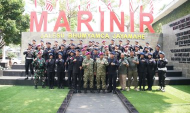 Perkuat Sinergi TNI–Polri, Brimob Polda Metro Jaya Sampaikan Ucapan Dirgahayu TNI ke-80 ke Korps Marinir
