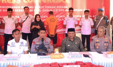Polda Aceh Berhasil Gagalkan Peredaran 80,5 Kg Sabu, 1,3 Ton Ganja, dan 1 Kg Kokain