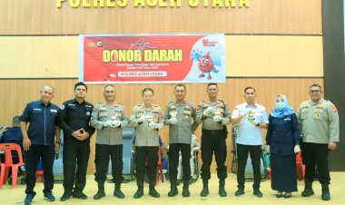 Sambut Hari Jadi Humas Polri ke-74, Polres Aceh Utara Sumbang 40 Kantung Darah