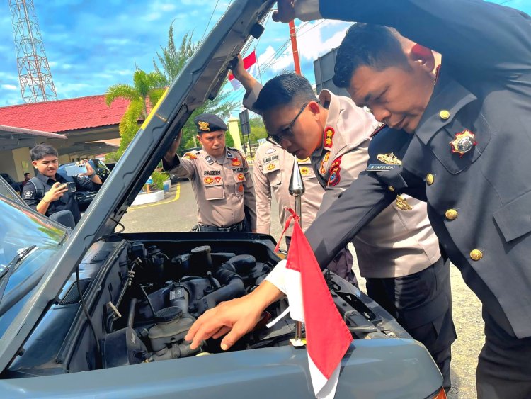 Kapolres Pidie Cek Kendaraan Dinas Pamapta untuk Dukung Tugas Patroli dan Penanganan TPTKP