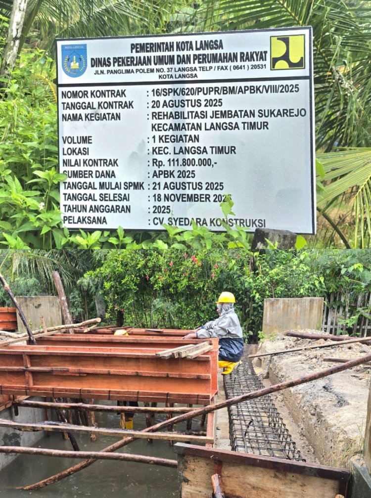CV. Syedara Konstruksi Diduga Rehabilitasi Jembatan Sukarejo Minim Pengawasan 