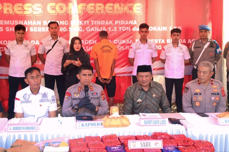 Polda Aceh Berhasil Gagalkan Peredaran 80,5 Kg Sabu, 1,3 Ton Ganja, dan 1 Kg Kokain