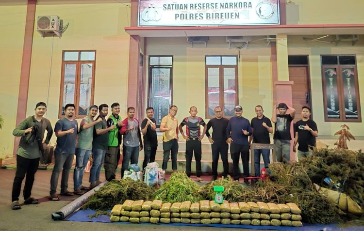 Polres Bireuen Berhasil Ungkap Kasus Narkotika, Satu Pelaku dan 154 Kg Ganja Diamankan