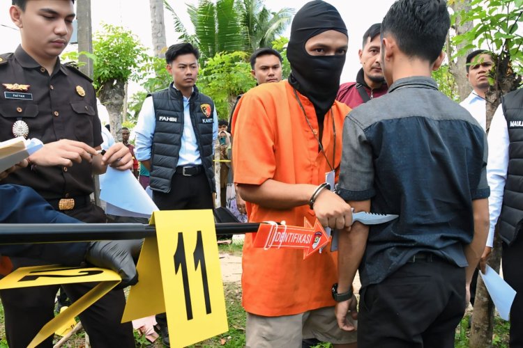 Polres Aceh Timur Gelar Rekontruksi Pembunuhan Pekerja Jasa Pengiriman Barang