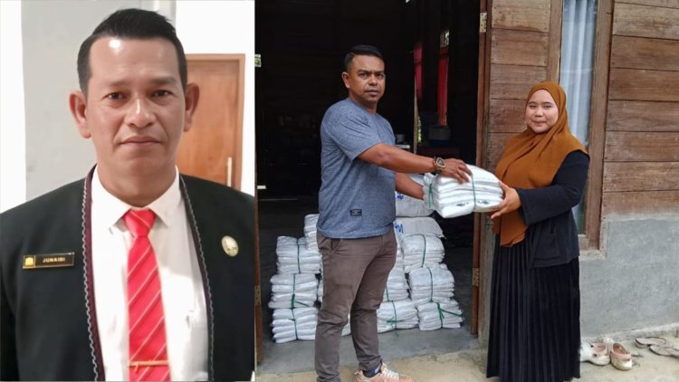 Ucapkan Terimakasih Kepada Masyarakat, Junaidi (Ateng) Bagikan Ratusan Mukenah Untuk Warga Desa Petow dan Kemuning Hulu