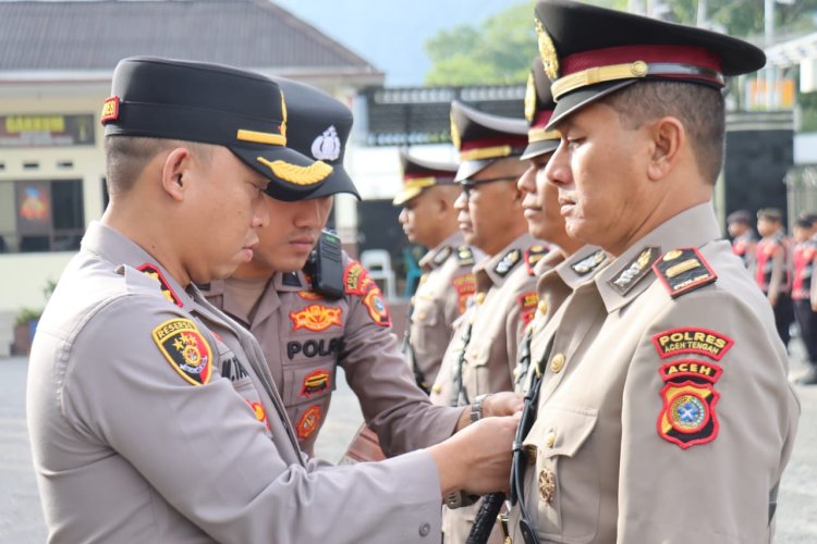 Kapolres Aceh Tengah Pimpin Sertijab Kabag Ren, Kasat Samapta dan Kapolsek