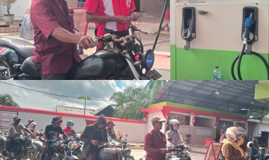 Marak Sepeda Motor Suzuki Thunder Bolak-balik Ngisi BBM Subsidi Jenis Pertalite di SPBU Blang Bitra Aceh Timur