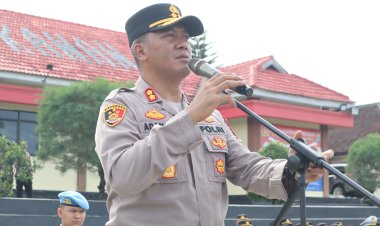 Polres Way Kanan Gelar Upacara Sertijab Kabaglog, Kasipropam, Kasikum, Kapolsek dan Pelantikan Kasatreskrim