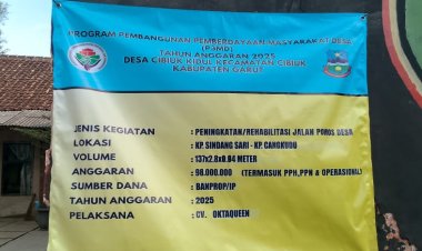 Pembangunan Jalan Hotmix Di Desa Cibiuk Kidul, Warga Sambut Antusias.