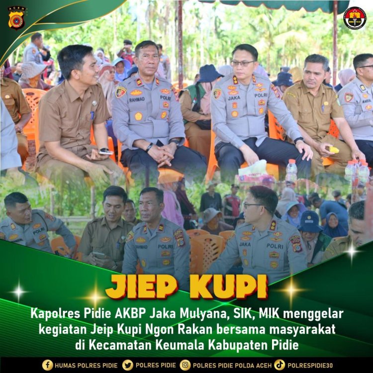 Kapolres Pidie Gelar “Jiep Kupi Ngon Rakan” Bersama Masyarakat Keumala, Serap Aspirasi dan Jaga Harkamtibmas