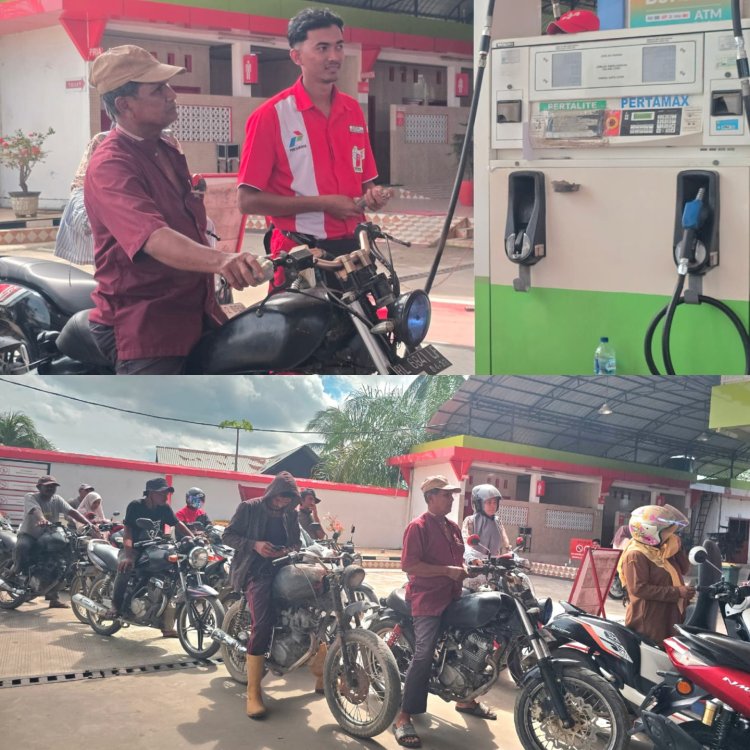 Marak Sepeda Motor Suzuki Thunder Bolak-balik Ngisi BBM Subsidi Jenis Pertalite di SPBU Blang Bitra Aceh Timur