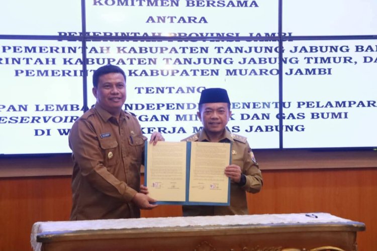 Wabup Katamso Tanda Tangani Komitmen Bersama Percepatan Penetapan Lembaga Independen Migas di WK Jabung dan Lemang