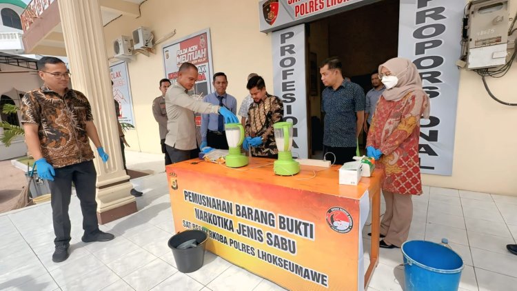 Polres Lhokseumawe Musnahkan Sabu Sitaan, Komitmen Pemberantasan Narkoba Terus Digelorakan