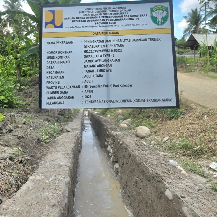 Klarifikasi Kodam Iskandar Muda Terkait Dugaan Proyek Irigasi di Aceh Utara Abaikan Kualitas