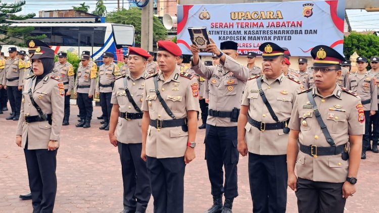 Kapolres Langsa Pimpin Sertijab, Kasat Resnarkoba, Kasat Intelkam dan Kapolsek Manyak Payed