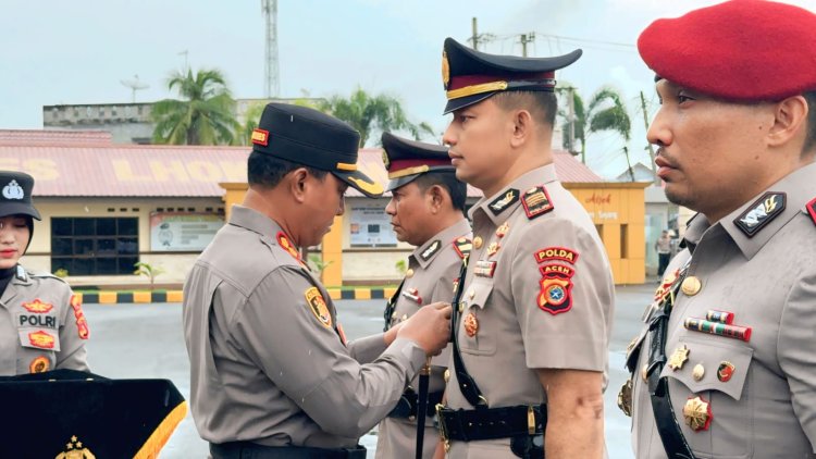 Kapolres Lhokseumawe Pimpin Upacara Sertijab Kasat Intelkam, Kasat Reskrim, dan Kapolsek Muara Batu