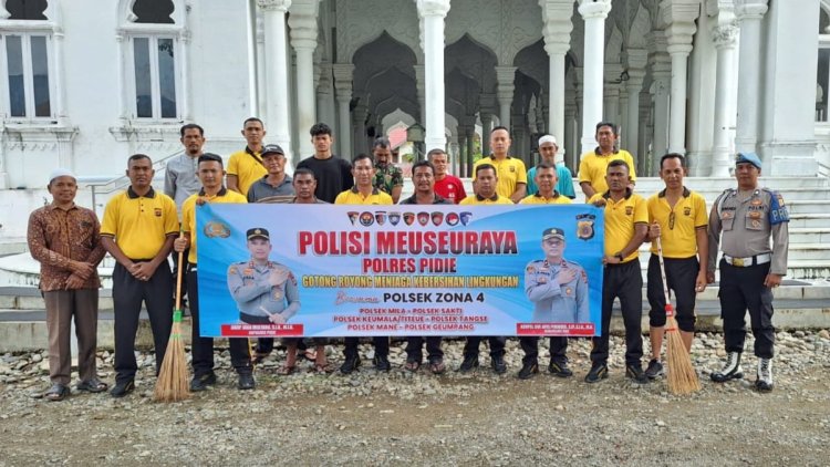 Tim Zona 4 Laksanakan Meuseraya Gotong Royong di Mesjid Raya Keumala Jijiem