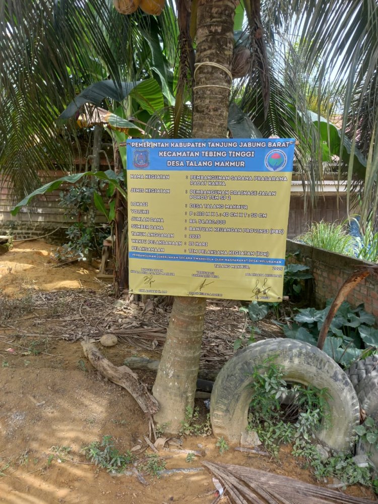 Dugaan Mark Up Proyek Drainase di Desa Talang Makmur Mencuat, Anggaran Rp54 Juta Jadi Sorotan   