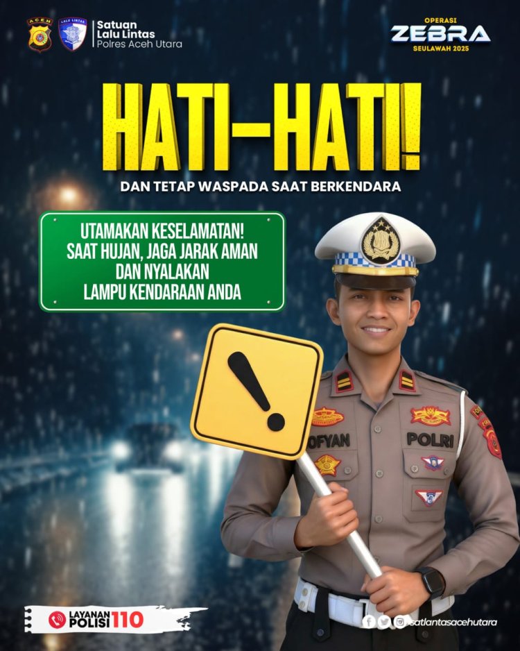 Kasat Lantas Polres Aceh Utara Imbau Pengendara Waspada di Musim Hujan