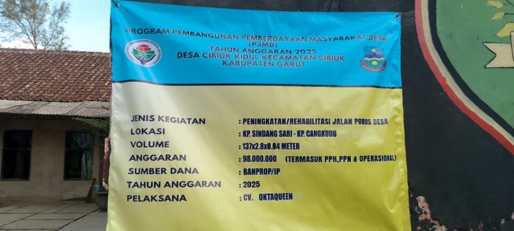 Pembangunan Jalan Hotmix Di Desa Cibiuk Kidul, Warga Sambut Antusias.