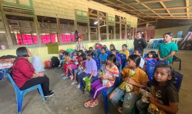 Sentuhan Kepedulian: Polres Humbahas Berikan Trauma Healing bagi Anak Korban Bencana