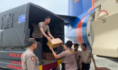 Polri Kembali Saluran 2,1 Ton Bantuan Logistik Ke Aceh Tengah