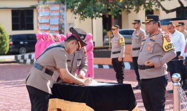 Sertijab Polres Nagan Raya, IPDA Ghozi Al Falah Jabat Kapolsek Kuala Pesisir