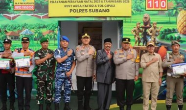 Wakapolda Jabar Brigjen Adi Vivid Cek Jalur Pengamanan Natal-Tahun Baru 2025 di Rest Area Tol Cipali KM 102 A Subang