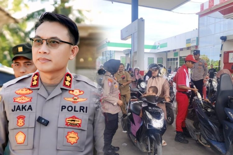 Kapolres Pidie Imbau Warga Tertib Antrean Pengisian BBM Pasca Banjir