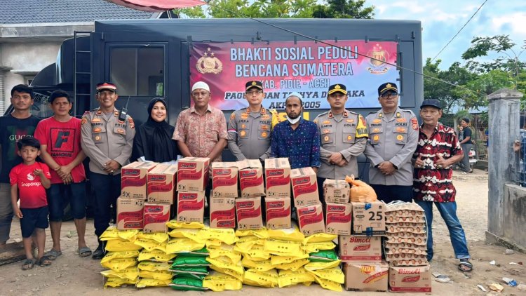 Kapolres Pidie Salurkan Bantuan Akpol 2005 Untuk Warga Terdampak Banjir di Kabupaten Pidie
