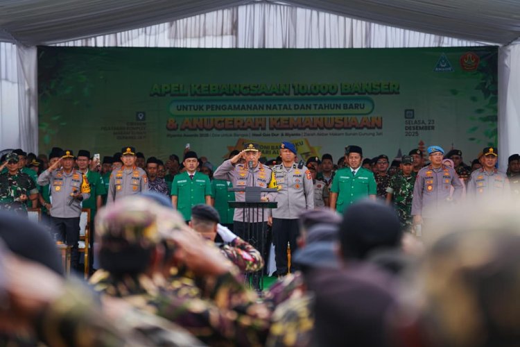 Pimpin Apel Kebangsaan Banser, Kapolri Ingatkan Kesiapsiagaan Bencana dalam Pengamanan Nataru