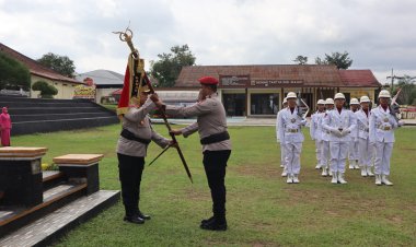 Upacara Serah Terima Tunggul Kesatuan Wira Bhakti Ramik Ragom dan Pisah Sambut Kapolres Way Kanan