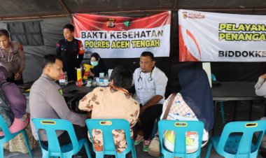 Polres Aceh Tengah Hadirkan Layanan Kesehatan Gratis bagi Masyarakat Terdampak Bencana