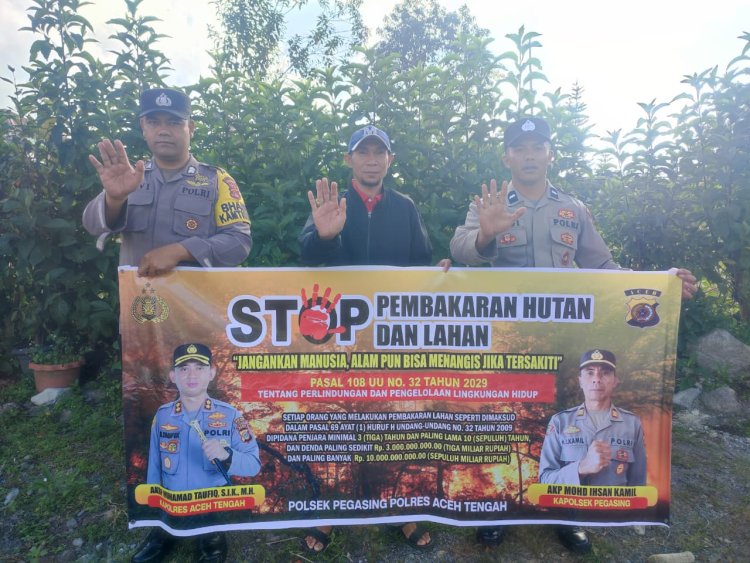 Cegah Karhutla di Musim Kemarau, Polisi di Aceh Tengah Gencarkan Patroli dan Sosialisasi kepada Warga