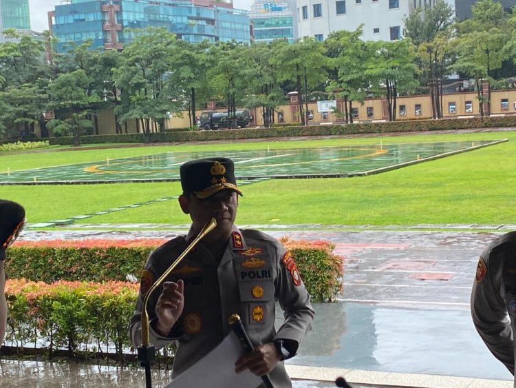 ‎Personel Batalyon D Pelopor Melaksanakan Pelayanan Unras di Mabes Polri Jakarta Selatan