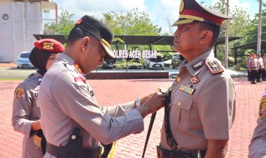 Kapolres Aceh Besar Pimpin Sertijab, Kompol Ildani Ilyas Dipromosikan Kabag Ops Polres Langsa