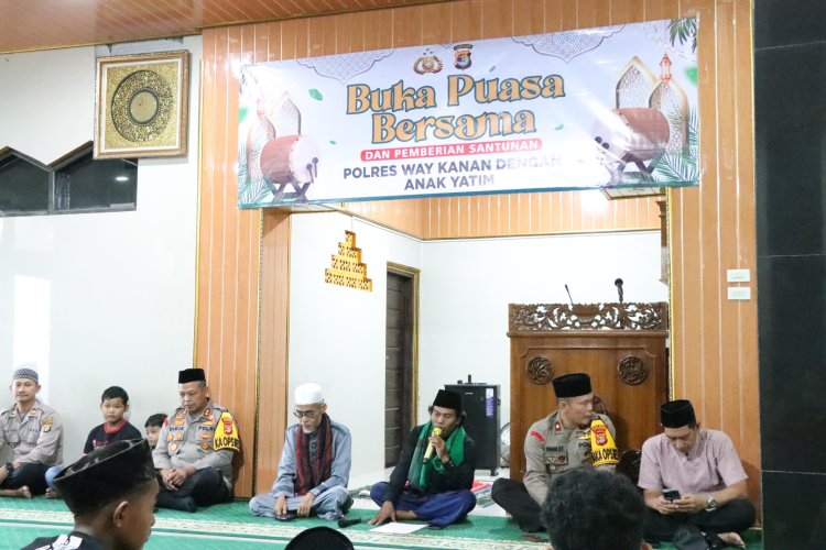 Hiasi Bulan Ramadhan 1447, Kapolres Way Kanan Gelar Bukber dan Santuni Anak Yatim Piatu