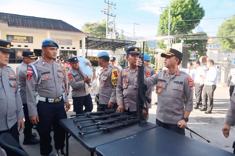 Kapolres Aceh Tengah Cek Inventaris Senpi Organik, Pastikan Tidak Ada Penyalahgunaan