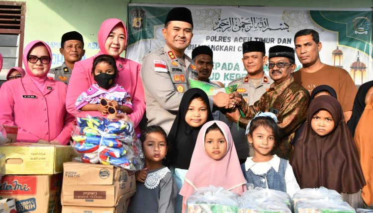 Ramadhan Penuh Berkah, Kapolres Aceh Timur dan Bhayangkari Santuni Anak Panti Raudhatul Amal
