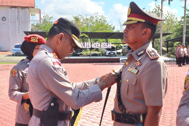 Kapolres Aceh Besar Pimpin Sertijab, Kompol Ildani Ilyas Dipromosikan Kabag Ops Polres Langsa