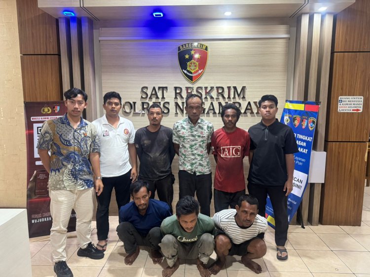 Enam Pelaku Pencurian Berondolan Sawit Diamankan, Satreskrim Polres Nagan Raya Sita 1,1 Ton Barang Bukti