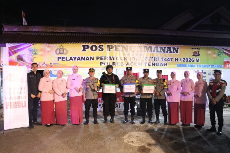 Kapolres Aceh Tengah Bersama Ketua Bhayangkari Tinjau Pos Pengamanan Lebaran, Apresiasi Kinerja Petugas