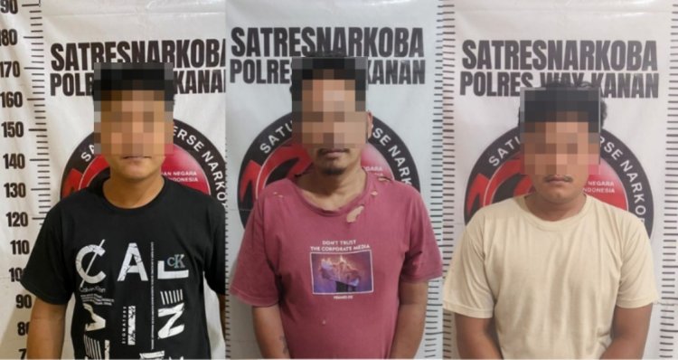 Tiga Pria Diduga Terlibat Penyalahgunaan Narkotika di Umpu Semenguk Diamankan Polres Way Kanan