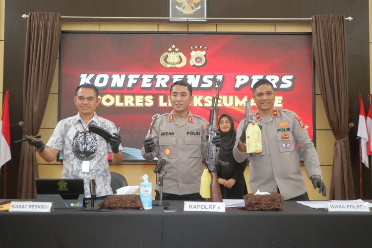 Polres Lhokseumawe Bongkar Peredaran Senpi Ilegal, Dua Pelaku Ditangkap, Satu Buron